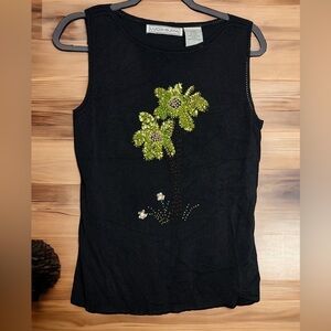 LUCIA BURNS sleeveless blouse with 3D sequin and beaded design size L